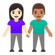 👩🏻‍🤝‍👨🏽 Emoji Mann und Frau halten Hände: helle Hautfarbe, mittlere Hautfarbe Google Android 11.0.
