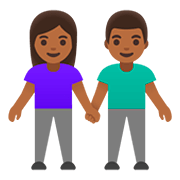 👫🏾 Emoji Mann und Frau halten Hände: mitteldunkle Hautfarbe Google Android 11.0.