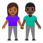 👩🏾‍🤝‍👨🏿 Emoji Mann und Frau halten Hände: mitteldunkle Hautfarbe, dunkle Hautfarbe Google Android 11.0.