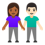 Emoji 👩🏾‍🤝‍👨🏻 Uomo E Donna Che Si Tengono Per Mano: Carnagione Abbastanza Scura E Carnagione Chiara su Google Android 11.0.