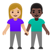 👩🏼‍🤝‍👨🏿 Emoji Mann und Frau halten Hände: mittelhelle Hautfarbe, dunkle Hautfarbe Google Android 11.0.
