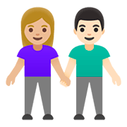 👩🏼‍🤝‍👨🏻 Emoji Mann und Frau halten Hände: mittelhelle Hautfarbe, helle Hautfarbe Google Android 11.0.