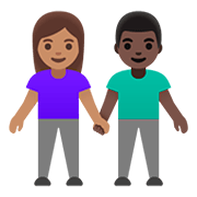 👩🏽‍🤝‍👨🏿 Emoji Mann und Frau halten Hände: mittlere Hautfarbe, dunkle Hautfarbe Google Android 11.0.