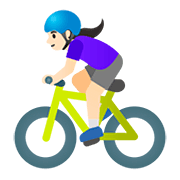 Émoji 🚴🏻‍♀️ Cycliste Femme : Peau Claire sur Google Android 11.0.