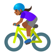 🚴🏾‍♀️ Emoji Mulher Ciclista: Pele Morena Escura na Google Android 11.0.