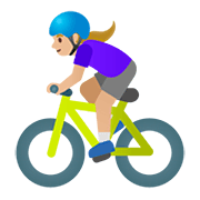 🚴🏼‍♀️ Emoji Mulher Ciclista: Pele Morena Clara na Google Android 11.0.