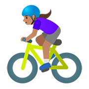 Émoji 🚴🏽‍♀️ Cycliste Femme : Peau Légèrement Mate sur Google Android 11.0.