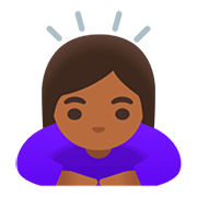 Emoji 🙇🏾‍♀️ Donna Che Fa Inchino Profondo: Carnagione Abbastanza Scura su Google Android 11.0.