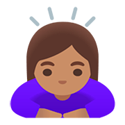 Emoji 🙇🏽‍♀️ Donna Che Fa Inchino Profondo: Carnagione Olivastra su Google Android 11.0.