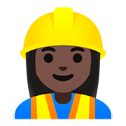 👷🏿‍♀️ Emoji Pedreira: Pele Escura na Google Android 11.0.