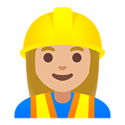 👷🏼‍♀️ Emoji Pedreira: Pele Morena Clara na Google Android 11.0.