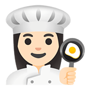 Emoji 👩🏻‍🍳 Cuoca: Carnagione Chiara su Google Android 11.0.
