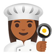 👩🏾‍🍳 Emoji Cozinheira: Pele Morena Escura na Google Android 11.0.