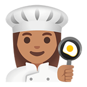 Émoji 👩🏽‍🍳 Cuisinière : Peau Légèrement Mate sur Google Android 11.0.