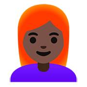 👩🏿‍🦰 Emoji Mulher: Pele Escura E Cabelo Vermelho na Google Android 11.0.