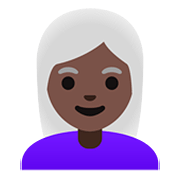 👩🏿‍🦳 Emoji Mujer: Tono De Piel Oscuro Y Pelo Blanco en Google Android 11.0.