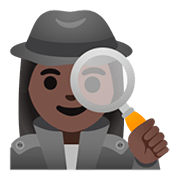 Émoji 🕵🏿‍♀️ Détective Femme : Peau Foncée sur Google Android 11.0.