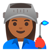 👩🏾‍🏭 Emoji Fabrikarbeiterin: mitteldunkle Hautfarbe Google Android 11.0.