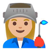 Emoji 👩🏼‍🏭 Operaia: Carnagione Abbastanza Chiara su Google Android 11.0.