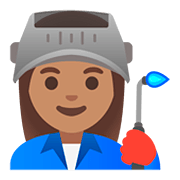 Emoji 👩🏽‍🏭 Operaia: Carnagione Olivastra su Google Android 11.0.