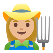 Emoji 👩🏼‍🌾 Contadina: Carnagione Abbastanza Chiara su Google Android 11.0.