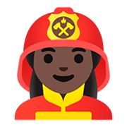 Emoji 👩🏿‍🚒 Pompiere Donna: Carnagione Scura su Google Android 11.0.