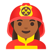 Émoji 👩🏾‍🚒 Pompier Femme : Peau Mate sur Google Android 11.0.