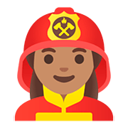 Emoji 👩🏽‍🚒 Pompiere Donna: Carnagione Olivastra su Google Android 11.0.