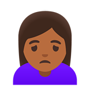 Émoji 🙍🏾‍♀️ Femme Fronçant Les Sourcils : Peau Mate sur Google Android 11.0.