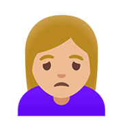 Emoji 🙍🏼‍♀️ Donna Corrucciata: Carnagione Abbastanza Chiara su Google Android 11.0.