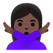 🙅🏿‍♀️ Emoji Mujer Haciendo El Gesto De «no»: Tono De Piel Oscuro en Google Android 11.0.