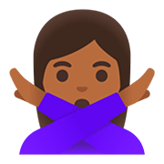 🙅🏾‍♀️ Emoji Mulher Fazendo Gesto De «não»: Pele Morena Escura na Google Android 11.0.