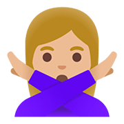 Emoji 🙅🏼‍♀️ Donna Con Gesto Di Rifiuto: Carnagione Abbastanza Chiara su Google Android 11.0.