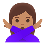 Émoji 🙅🏽‍♀️ Femme Faisant Un Geste D’interdiction : Peau Légèrement Mate sur Google Android 11.0.