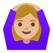 🙆🏼‍♀️ Emoji Frau mit Händen auf dem Kopf: mittelhelle Hautfarbe Google Android 11.0.