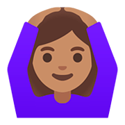 🙆🏽‍♀️ Emoji Frau mit Händen auf dem Kopf: mittlere Hautfarbe Google Android 11.0.