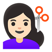 💇🏻‍♀️ Emoji Frau beim Haareschneiden: helle Hautfarbe Google Android 11.0.