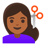 Emoji 💇🏾‍♀️ Taglio Di Capelli Per Donna: Carnagione Abbastanza Scura su Google Android 11.0.
