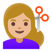 💇🏼‍♀️ Emoji Frau beim Haareschneiden: mittelhelle Hautfarbe Google Android 11.0.