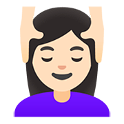 💆🏻‍♀️ Emoji Mujer Recibiendo Masaje: Tono De Piel Claro en Google Android 11.0.
