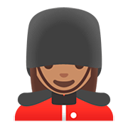 💂🏽‍♀️ Emoji Wachfrau: mittlere Hautfarbe Google Android 11.0.