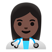 👩🏿‍⚕️ Emoji Mulher Profissional Da Saúde: Pele Escura na Google Android 11.0.