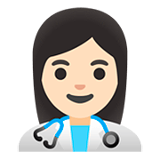 Émoji 👩🏻‍⚕️ Professionnelle De La Santé : Peau Claire sur Google Android 11.0.