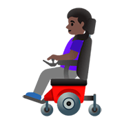 👩🏿‍🦼 Emoji Mulher Em Cadeira De Rodas Motorizada: Pele Escura na Google Android 11.0.