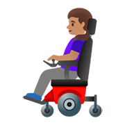 👩🏽‍🦼 Emoji Mulher Em Cadeira De Rodas Motorizada: Pele Morena na Google Android 11.0.