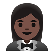 🤵🏿‍♀️ Emoji Mujer Con Esmoquin: Tono De Piel Oscuro en Google Android 11.0.