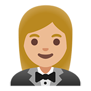 🤵🏼‍♀️ Emoji Frau im Smoking: mittelhelle Hautfarbe Google Android 11.0.