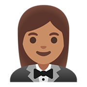 🤵🏽‍♀️ Emoji Mulher De Smoking: Pele Morena na Google Android 11.0.