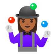 🤹🏾‍♀️ Emoji Mulher Malabarista: Pele Morena Escura na Google Android 11.0.
