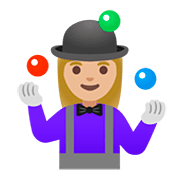 Emoji 🤹🏼‍♀️ Giocoliere Donna: Carnagione Abbastanza Chiara su Google Android 11.0.